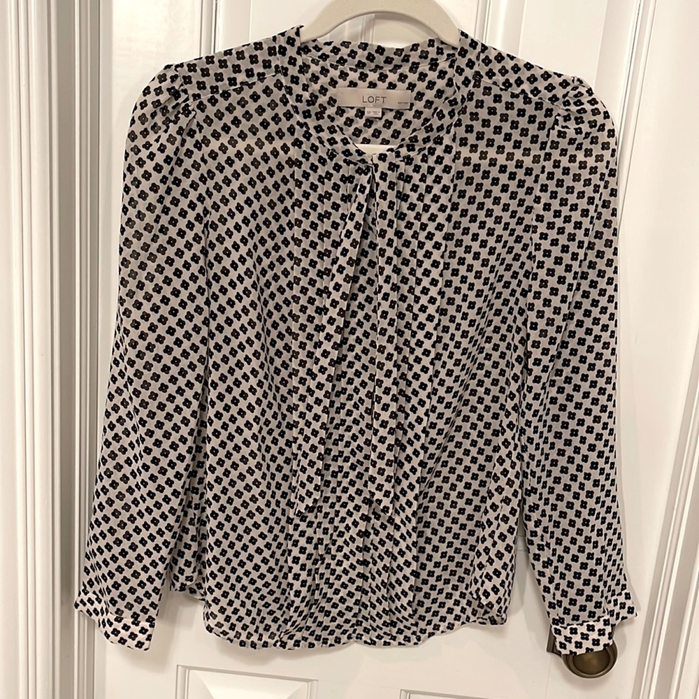 LOFT Tie Neck Blouse